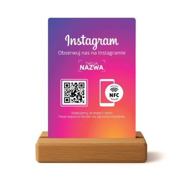 Stojak Instagram z NFC i kodem QR – z Twoim profilem – gotowy do użycia zestaw od Tagshop.pl