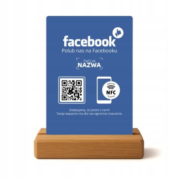 Profesjonalny stand / prezenter z NFC i kodem QR do Facebooka – gotowy do użycia